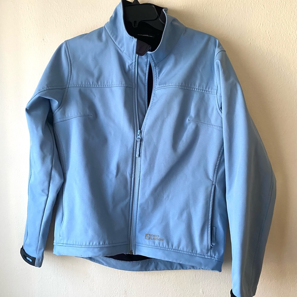 Women’s Red Ledge Soft Shell Blue Zip Up Fleece Lined Ski Jacket Size M